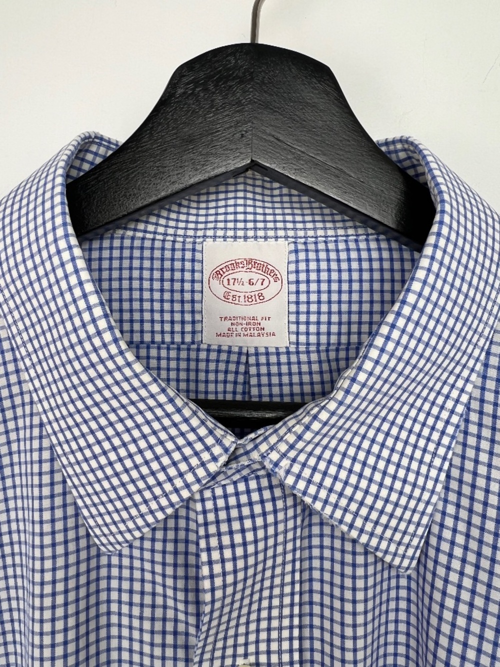 Brooks Brothers Traditional Fit Blue White Check size XXL 17.5 6/7 Professional